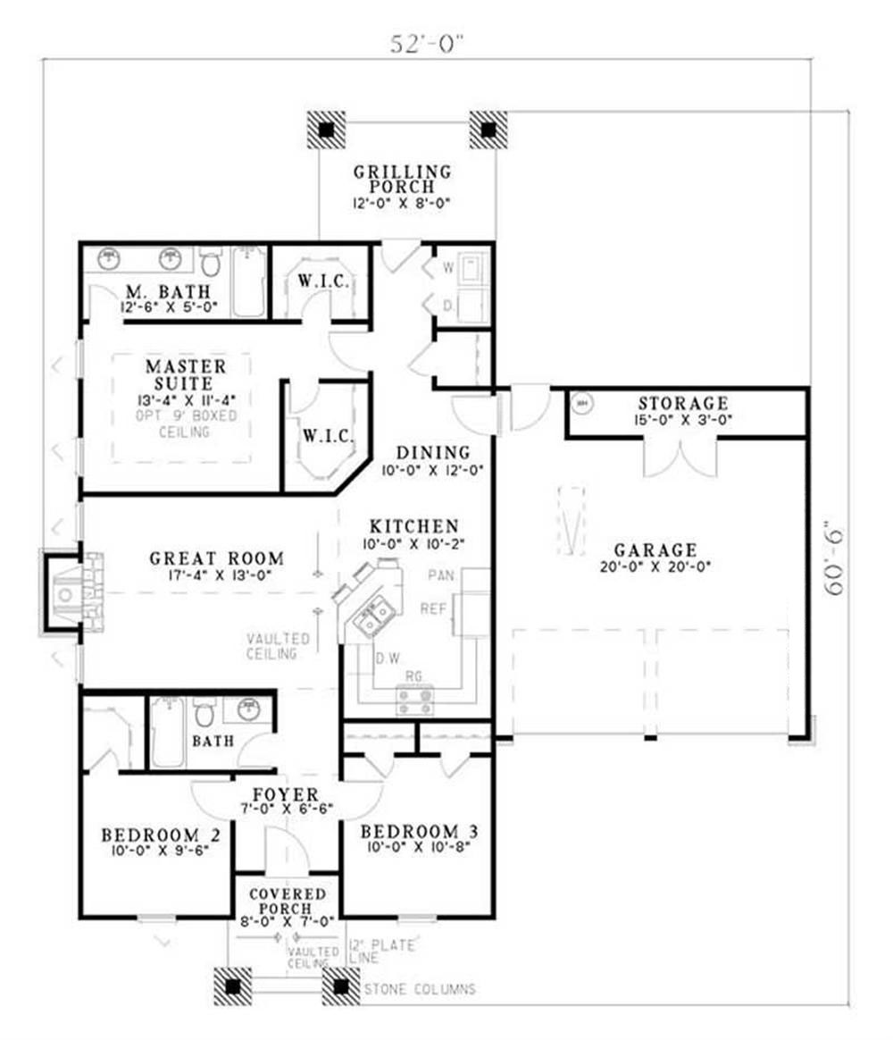 Floor Plan First Story of Arts and Crafts Plan #153-1929